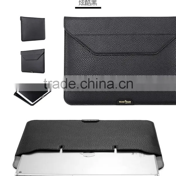 for IPad Pro 12.9 Leather Sleeve With Kick Stand, Wallet Sleeve Case for Macbook 12 Inch, Ultrathin Carrying Bag With Stand