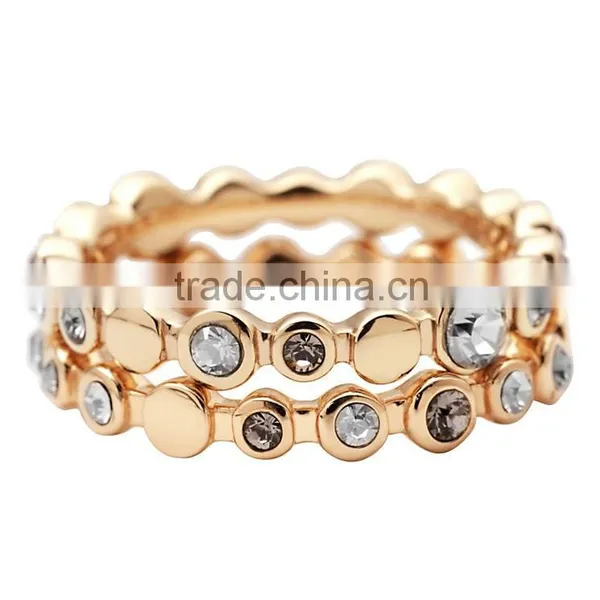 14K Gold Stacking Ring Diamonds Ruby and Clear Gemstone Stacking Rings Sets of 3 photo-4