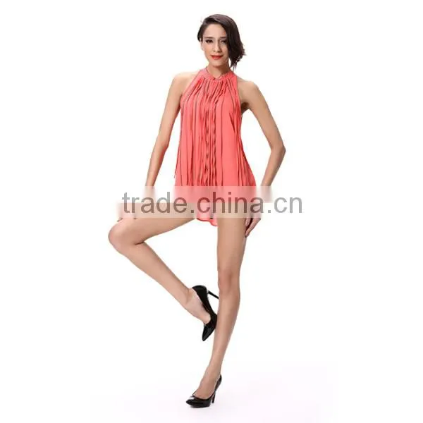 Wholesal Factory Collar Tassel Front Ruffle Back Keyhole Tops photo-5