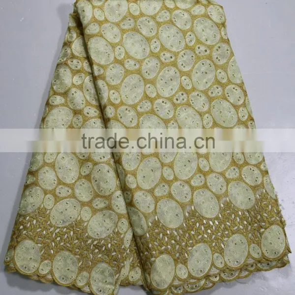 2016 China Cupion African Lace Embroidered Organza Bridal Lace Fabric Guipure Lace Fabric photo-3