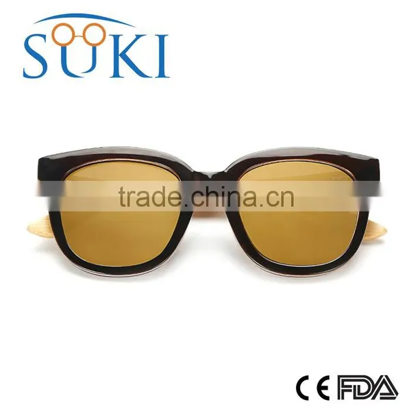 Handcraft Sustainable Eco-friendly Custom Wood Sunglasses Polarized Mirror Lens PC Frame Sunglasses With Bamboo Temple photo-4