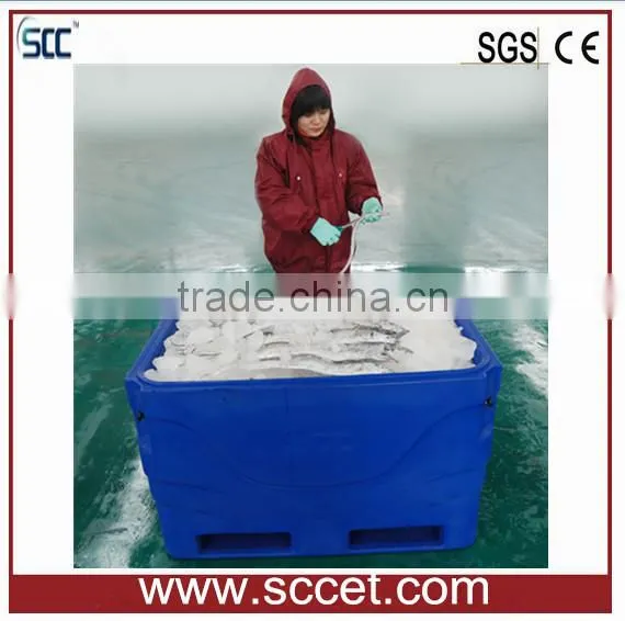 600L Blue Insulated PE Fish Cooler, Fish Cooler Bins for Carry Frozen Food or Fish photo-4
