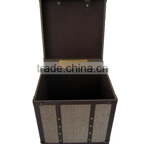 S/3 Large Decorative Faux Leather Storage Trunk Organier, Wooden Trunk photo-2