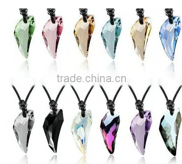 Crystal Wolf Tooth Style Pendant Black Chord Unisex Fashion Necklace Gift photo-2