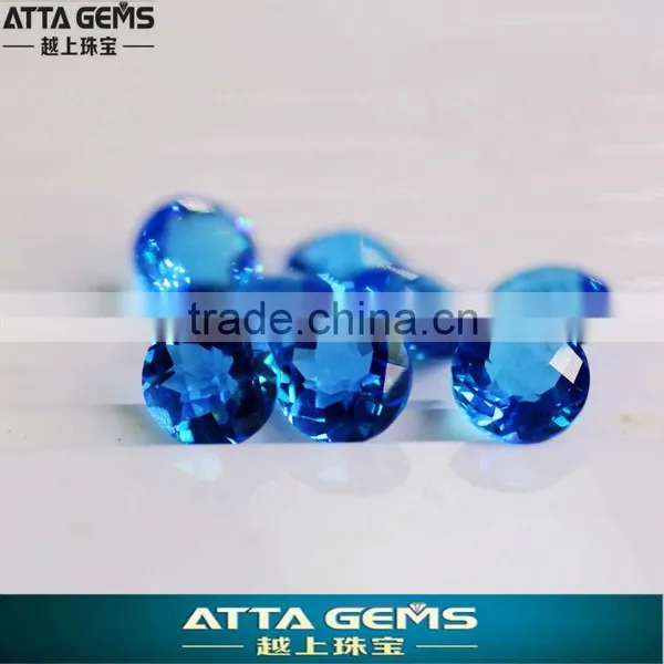 CHINA Cheap Round Glass- Aquamarine Checkerboard Cut