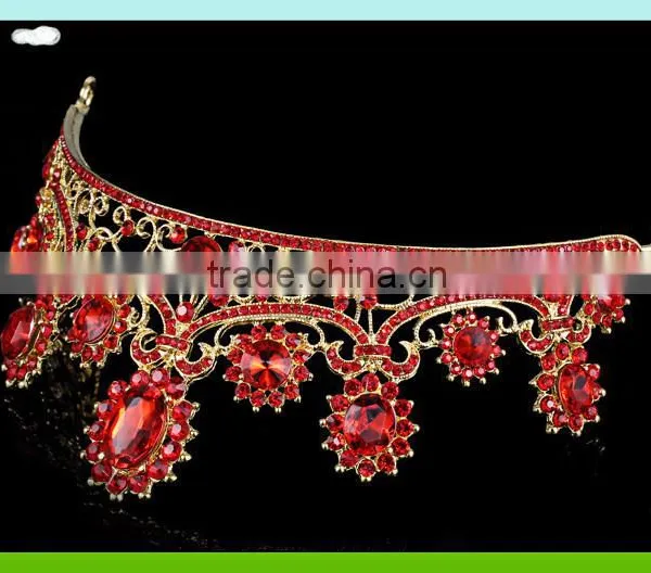 Wholesale Bling Rhinestone Pageant Crown, Red Rhinestone Crowns photo-4