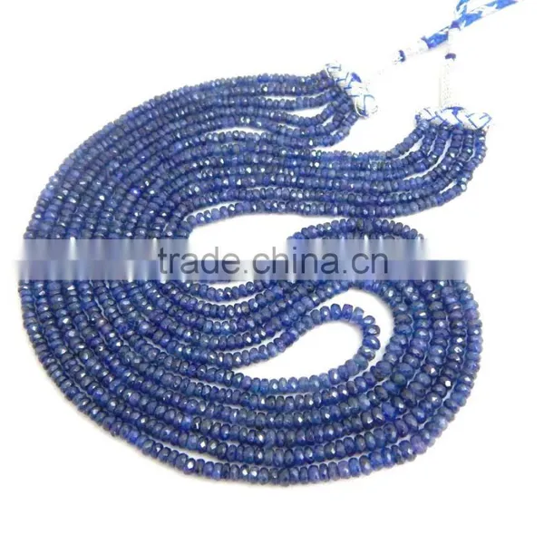 Natural Royal Blue Sapphire Roundel Faceted Beads photo-6