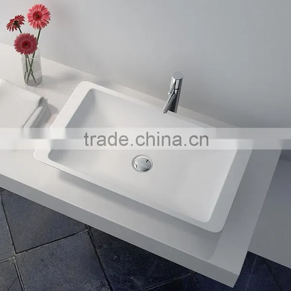 High Level Hand Wall Hung Acrylic Solid Surface Basin/ Artificial Stone Resin Basin