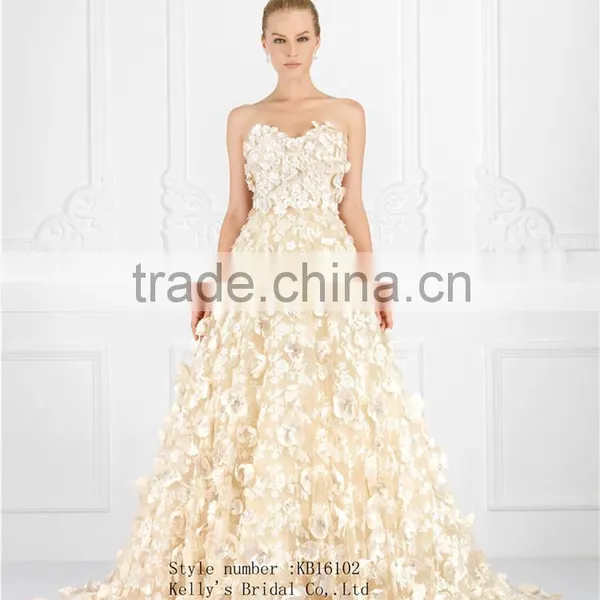 2016 Appliqued Excellent A-line Style Organza Fabric off Shoulder Sleeveless Evening Dress/ Prom Dress