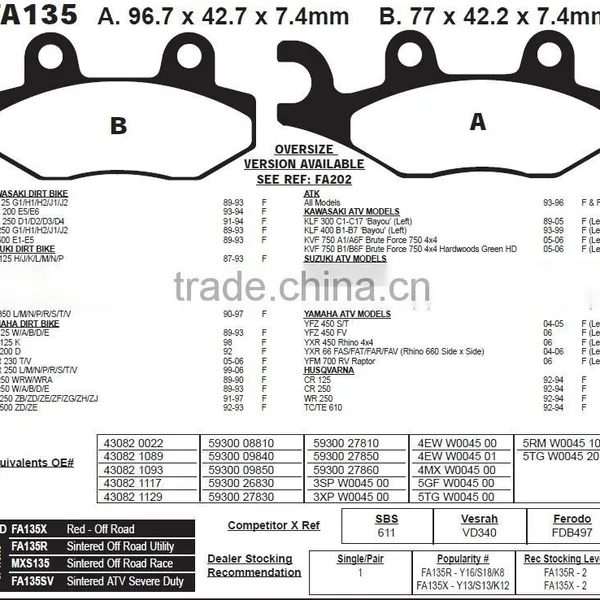 SCL-2012030252 KX 125 Top Quality Motorcycle Disc Pad photo-4
