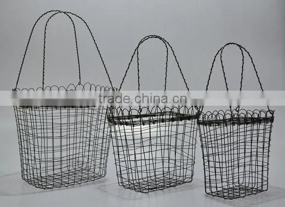 WIRE STORAGE BASKETS S/3 in RUSTIC FINISH photo-5