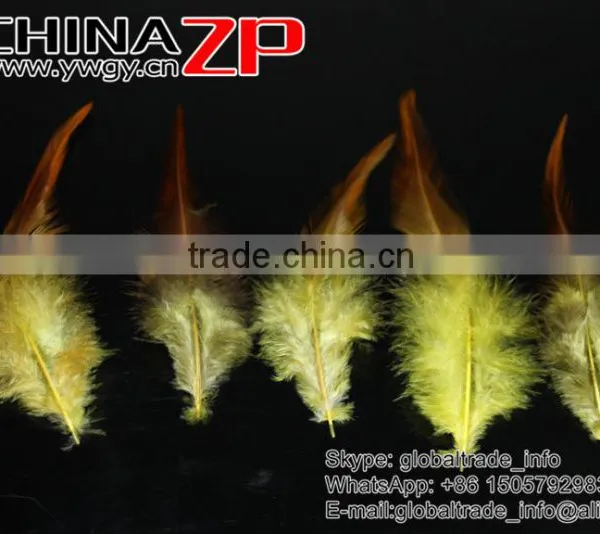 Gold Supplier CHINAZP Wholesale Top Selling Decorative Dyed Yellow Chicken Rooster Saddle Feathers for Sale photo-2