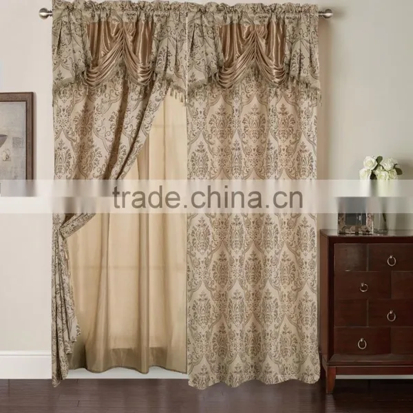 2 Layers Bedroom Curtain Fringe Jacquard Curtain In Luxury Valance With Back photo-5