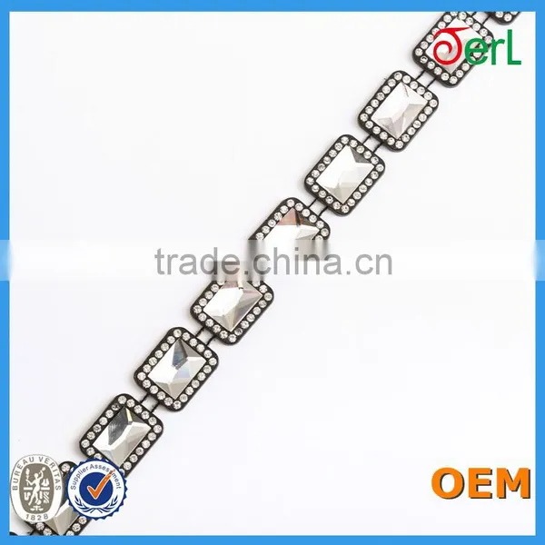 Wholesale Black Base Plastic and Glass Rhinestone Trims for Dress Decoration photo-2