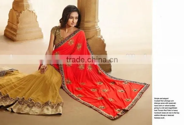 On Net Lehenga Saree Multi Color Georgette photo-4