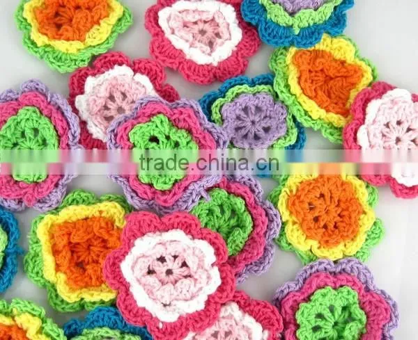 Mixed Handmade Crochet Flower Appliques Sewing Bow For Garment/kids Footwear/clothing photo-2