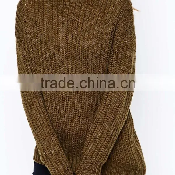 Sweater in Coffee Color Turtle High Neck Knitting Sweater photo-4