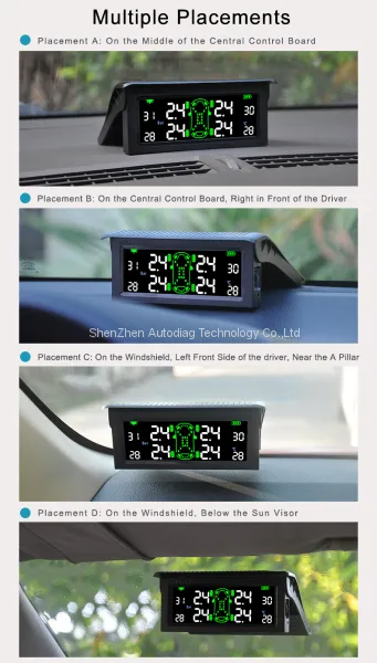vchecker Солнечная беспроводная система T501 контроля давления воздуха в шинах автомобиля TPMS + 4 внутренних датчика photo-2