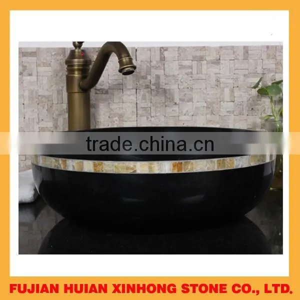 Natural Smooth Polished Black Marble Bathroom Wash Basin photo-2