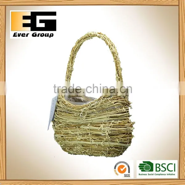 Handbag Type Natural Plant Weaving Flowerpot photo-3