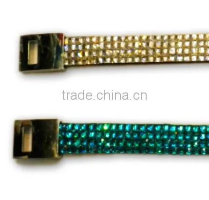 Gem Bracelet With Zinc Alloy Locking Part, Hot Sale Gift Leather With Crystal Gem Decoration photo-2