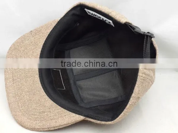 2016 Cheap Custom Wool 5 Panel Hats and Caps With Woven Patch photo-2