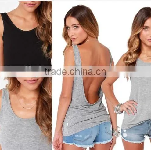 Fashion Women Summer Backless Vest Blouse Casual Sleeveless Tank Top T-Shirt photo-2