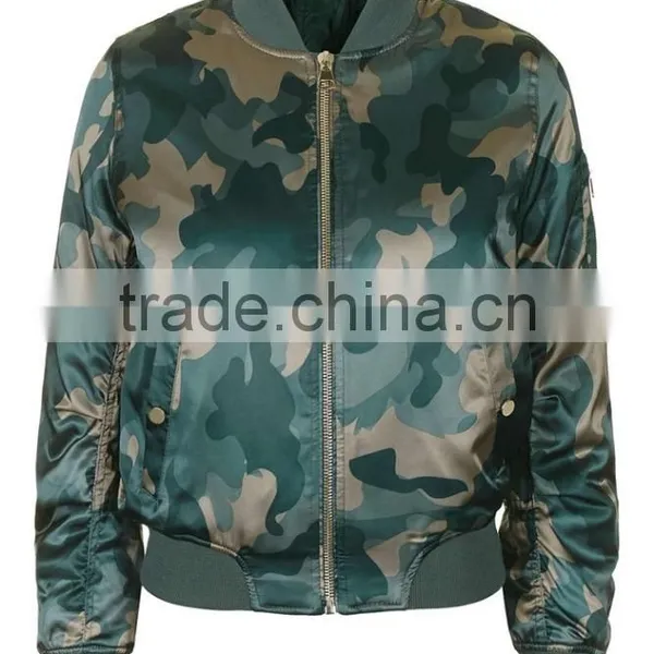 Hot Sale Lady Shiny Camo Print Bomber Jackets Customized China photo-5