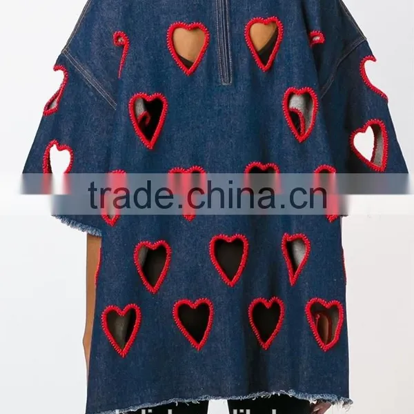 100% Cotton Lady Denim Fashionable T-shirt Cutting Patterns photo-3