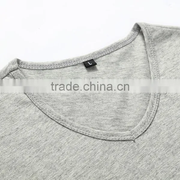Fashion Best Selling Wholesale Cotton Custom Casual Men T Shirt V Neck photo-3