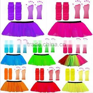 Plus Size Neon Woman Costume 80s Hen Fancy Dress Tutu Skirt Party Costume photo-2
