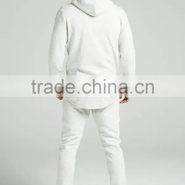 Quality Cotton Jersey Tracksuits Plain Cream Tracksuit Zipper up Tracksuit photo-2