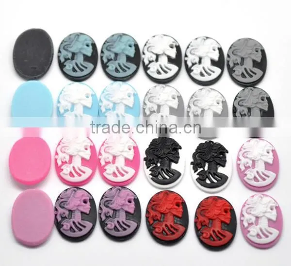 Mixed Resin Halloween Skull Pattern Oval Cameo Embellishment Findings 25x18mm0 photo-3