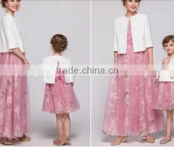 2015 New Design Floral Chiffon Mother and Daughter Clothing, Mother and Daughter Dress Design photo-4