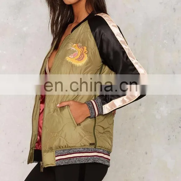 OEM Fashion Bomber Jacket for Women ,embroidered Bomber Jacket Wholesale photo-3