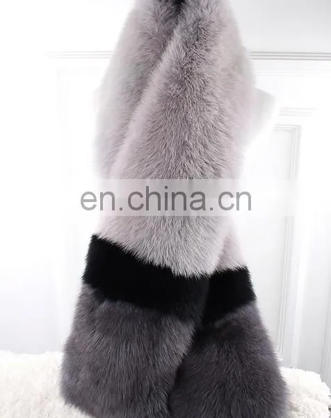 New Style Large Grey Fox Fur Scarf Real Fox Fur Shawl Cape For Lady