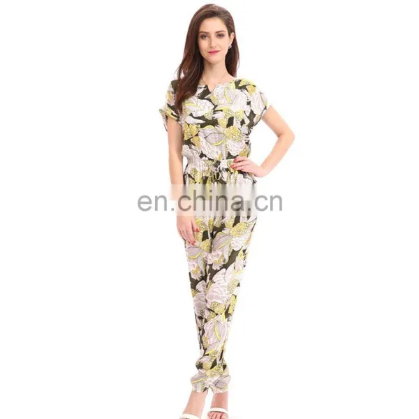 Korean Style Waist Ethnic Print Formal Office Ropa Mujer Jumpsuit For Middle Age Ladies photo-2