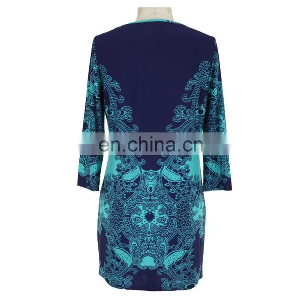 Stretch Print Polyester Old Women Tunic Dress Guangzhou ODM photo-2