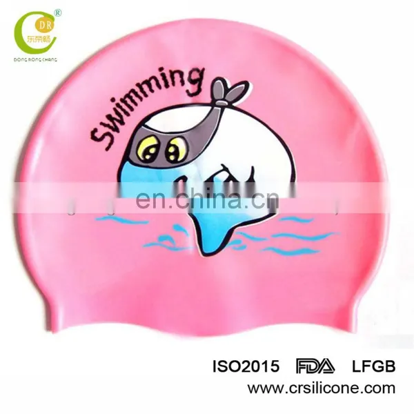 Children Kids Silicone Swim Swimming Cute Cartoon Cap Hat Fish Shark Goldfish photo-2