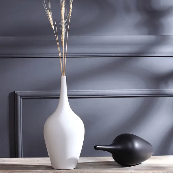 Minimalism Black And White Modern Simple Matte Ceramic Vase Decor For TV Bench Bookrack photo-5