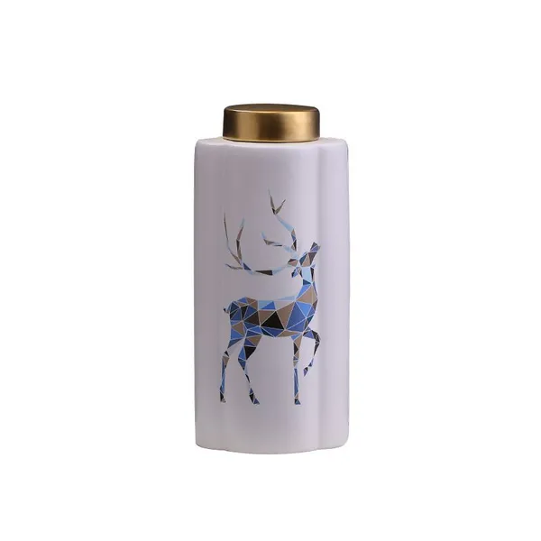 Petal Deer Animol Nordic Matte White Creative Ceramic Vase For Home Decoration Art photo-5