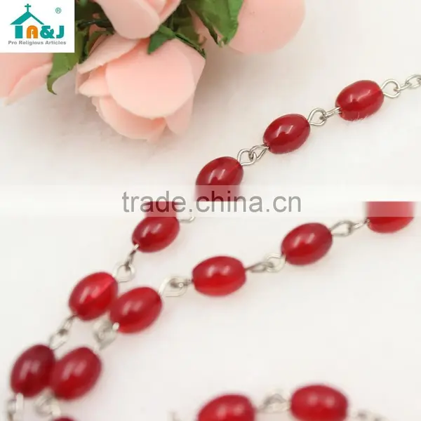Catholic Oval Shape Glass Beads Pope Rosary photo-5