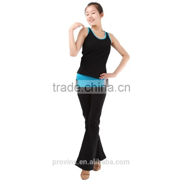 Dance Roll Down Long Pants, Yoga Long Pants, Dance Two-tone Trousers photo-3