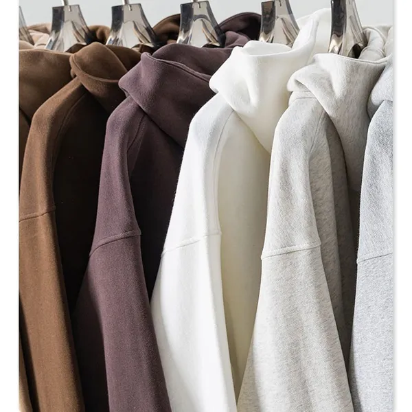Hoodies Men High Quality 100% Cotton Oversized Drop Shoulder Streetwear Blank Pullover Heavy Weight Boxy Crop Hoodies for Men photo-2