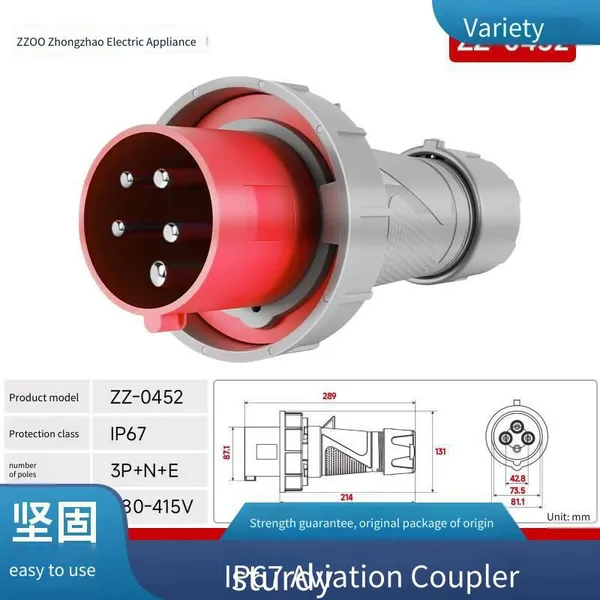 Zhongzhao Electrical Appliance 4-core Waterproof Aviation Ip67 Industrial Socket and Plug With cb Certification and ul Certification photo-2
