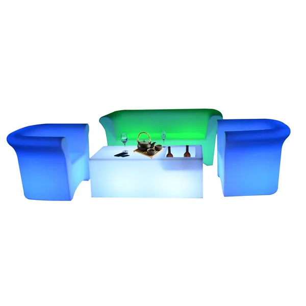 Modern Plastic Fashion Leisure Bar Furniture Set for Party & Hotel Outdoor Waterproof Luminous Table Chair 16 Color Options IP65