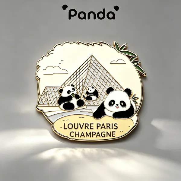 Panda Mont Saint Michel Enamel Lapel Pin Custom Wholesale Tourism Gift Badge