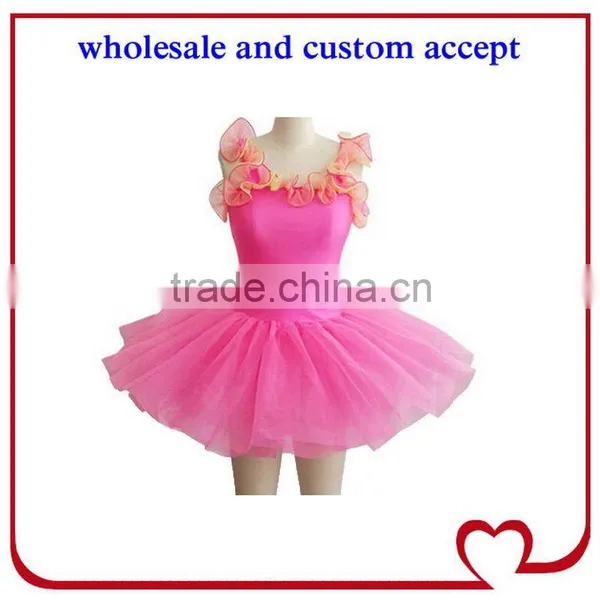 Latest Fashion Short Sleeve Girl Ballet Leotard Fairy Girl Ballet Tutu Dresses Pink
