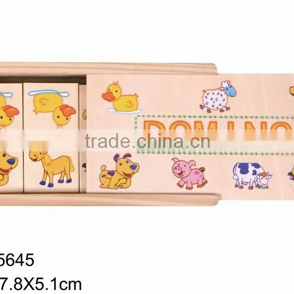 China Wholesale 28 Pcs Plywood and Pine Wood Material for 5.1 Height Lovely Animal Design Wooden Domino photo-4