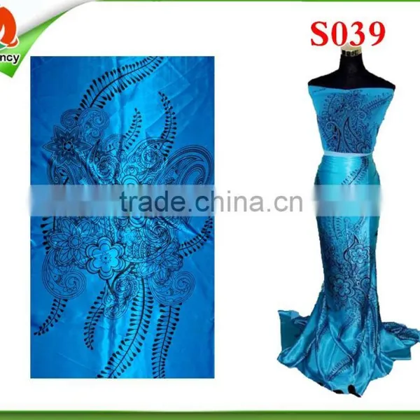 Nylon and Spandex Satin Fabric,thin Satin S039 Tblue